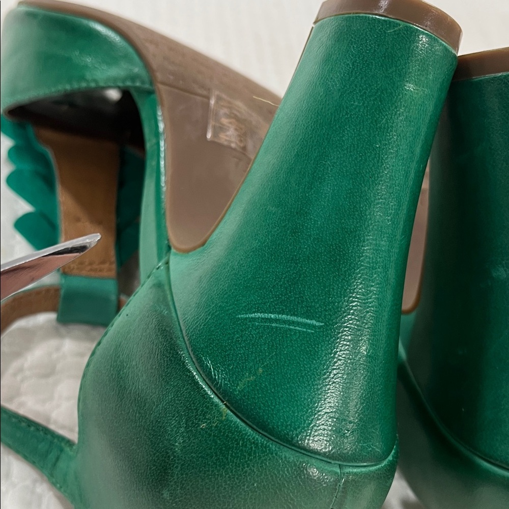 Miz Mooz sailor green Ruffle Heels boho romantic feminine sz7.5 - Picture 8 of 11